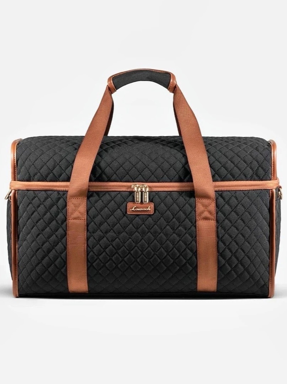 Lovevook Large Quilted Travel Duffel in Black & Brown LIKE NEW